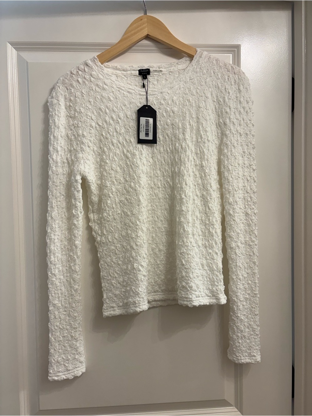 White Textured Long-Sleeve Crewneck Top by A New Day